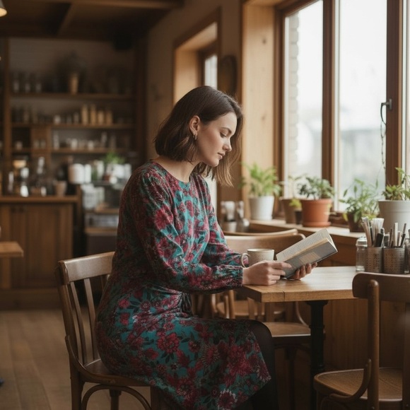 Talbots Teal Floral Dress Mid-length Sustainable Size 16 - Picture 4 of 12